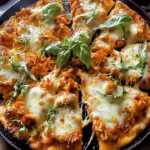 Skillet Crispy Cheese Buffalo Chicken Pizza