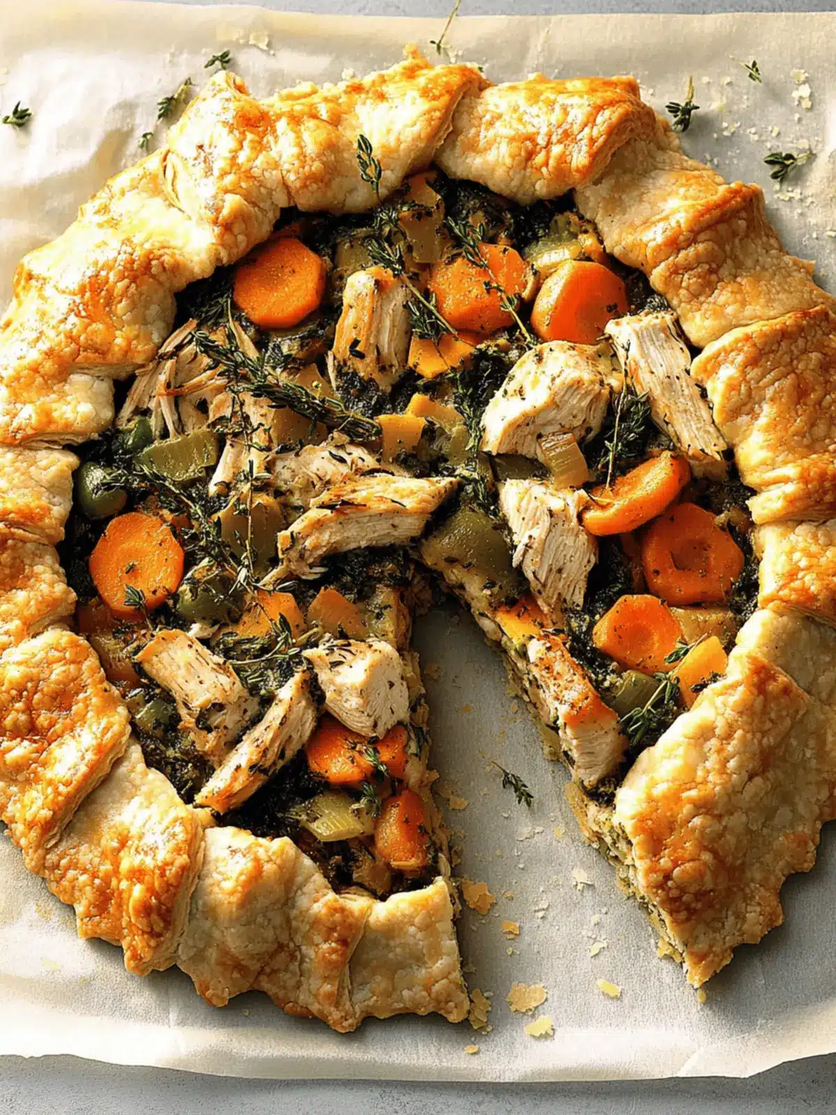 Chicken Potpie Galette with Cheddar-Thyme Crust