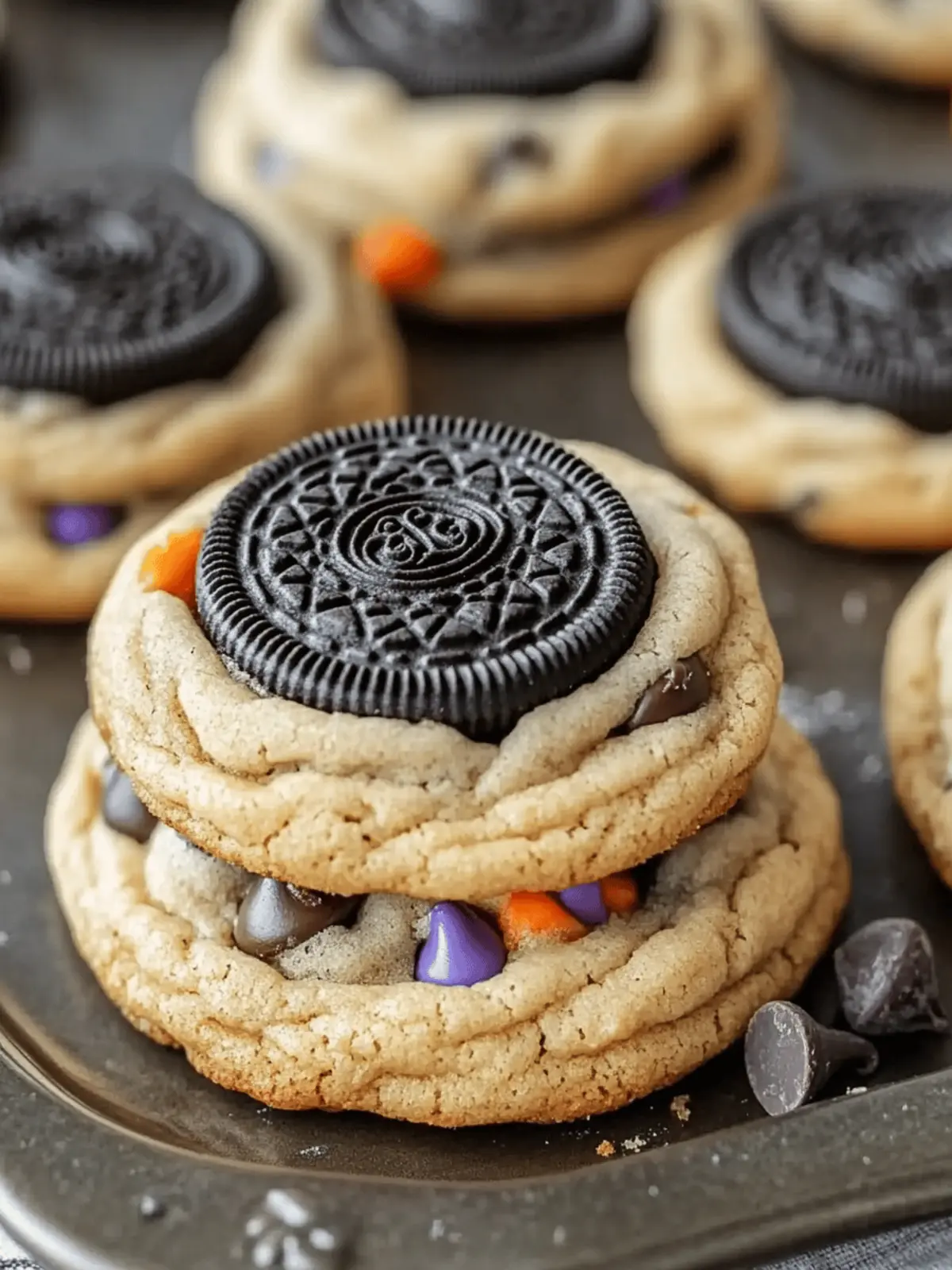 Halloween Oreo Stuffed Chocolate Chip Cookies