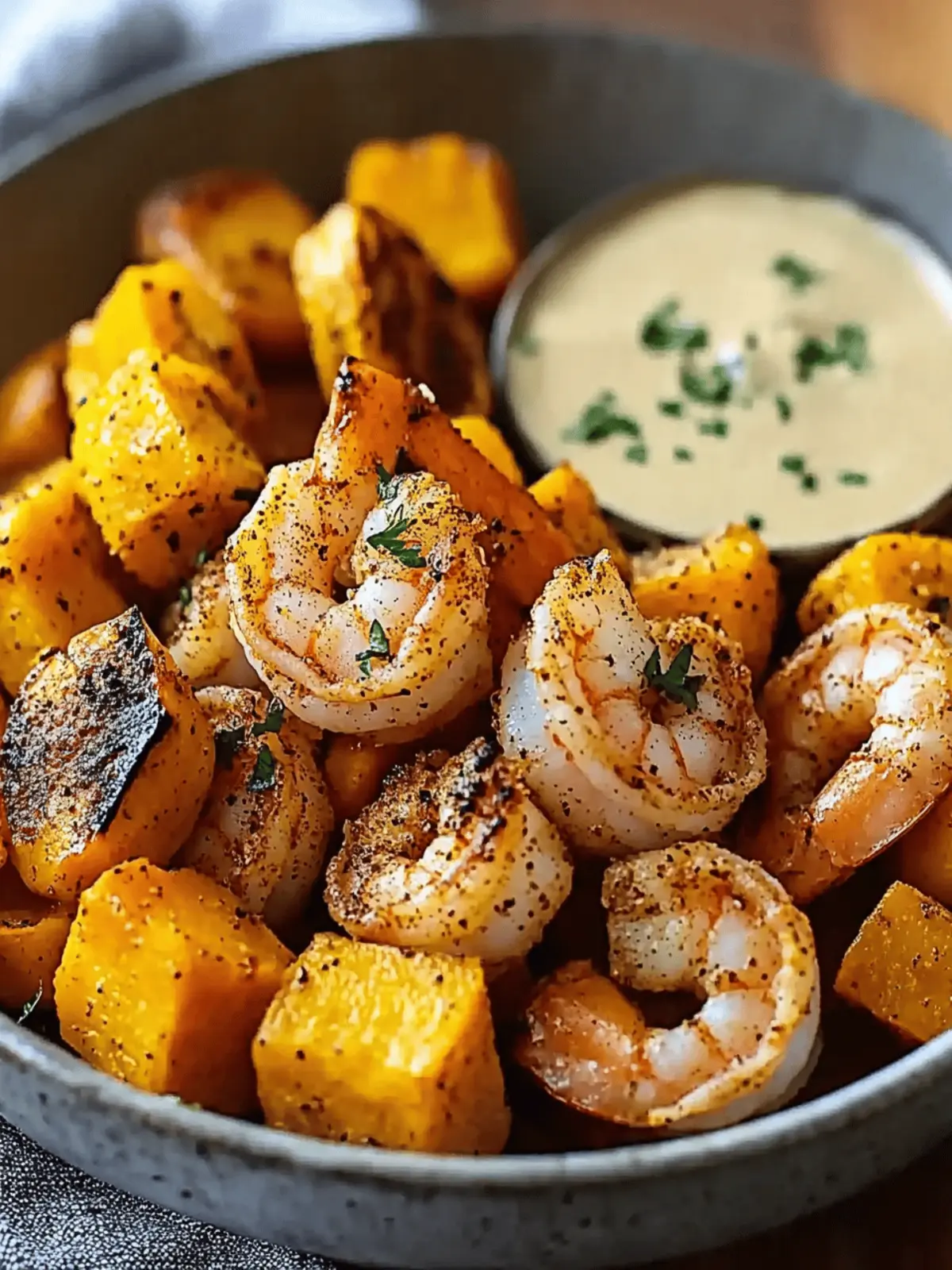 Spiced Shrimp with Roasted Honeynut squash