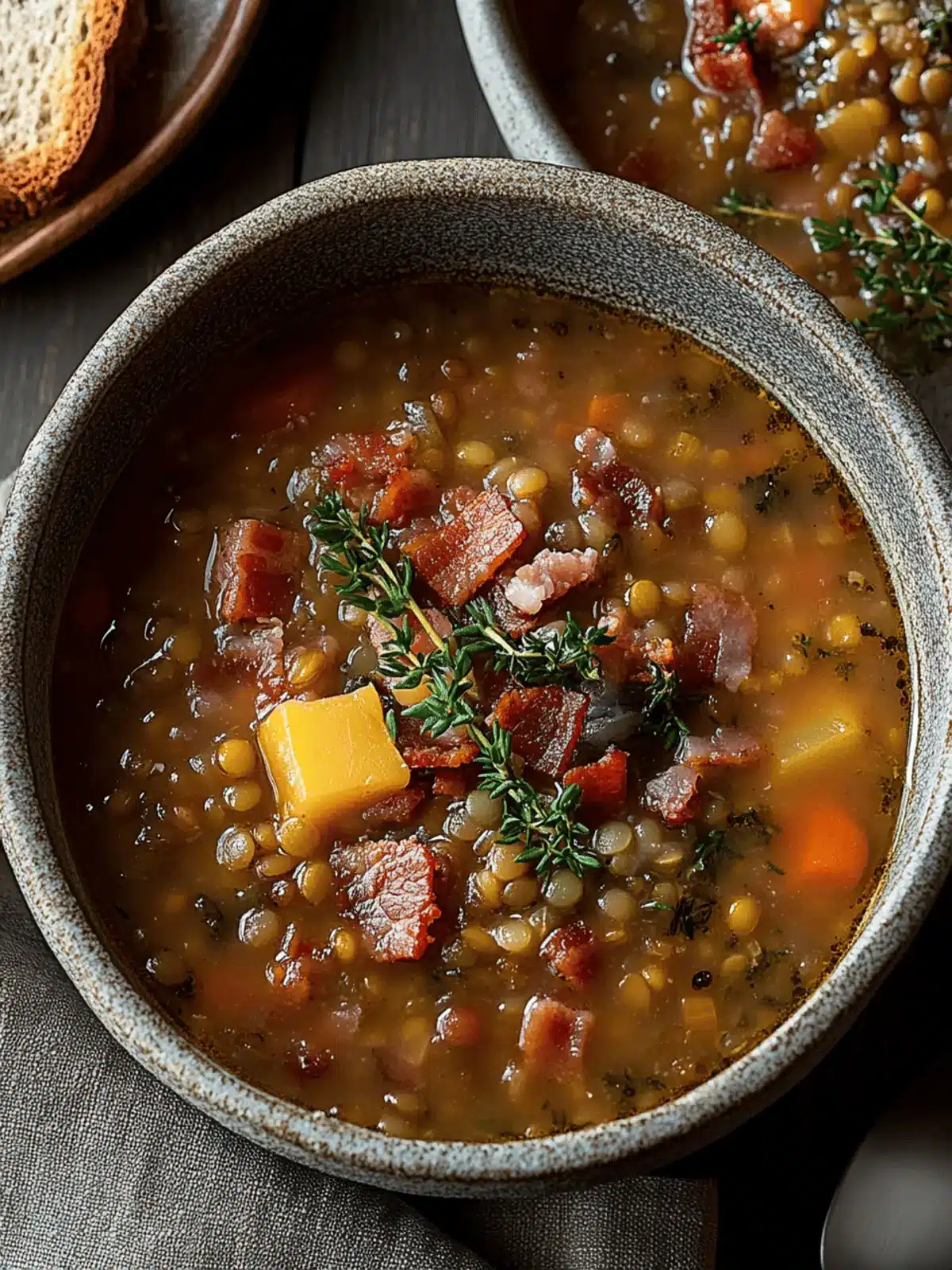 French Lentil Bacon Soup