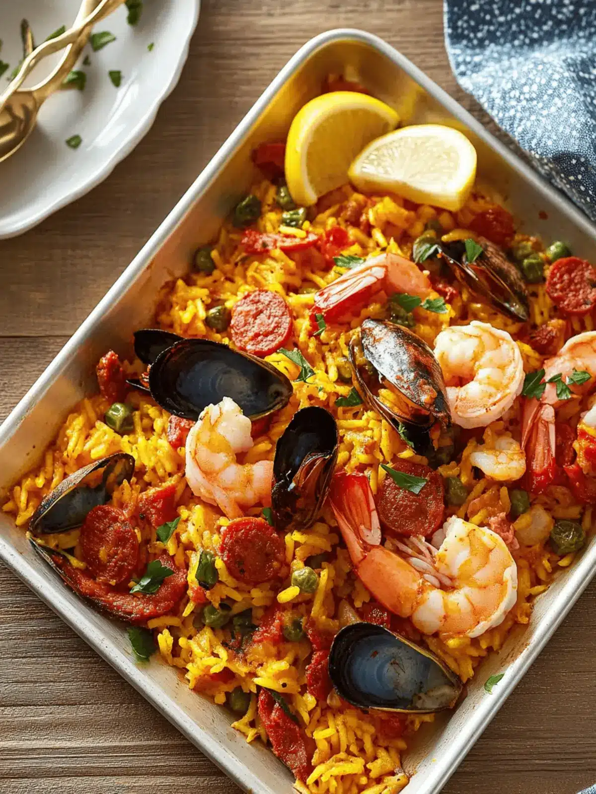 Sheet Pan Seafood and Chorizo Paella