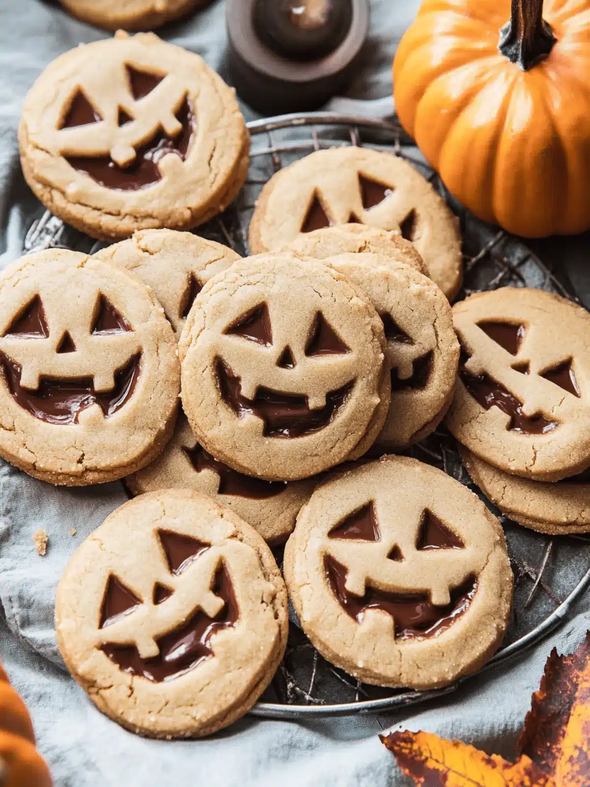 Milk Chocolate Stuffed Jack-O’-Lantern Cookies.