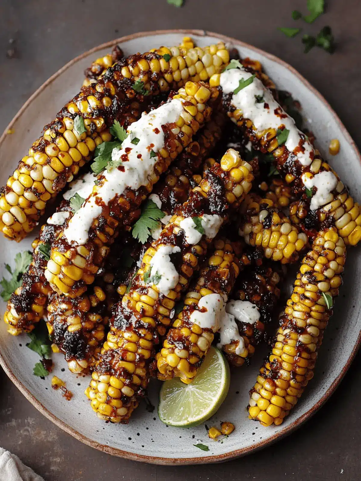 Vegan Corn Ribs with Aleppo Chili Butter & Lime Zest Cream Cheese
