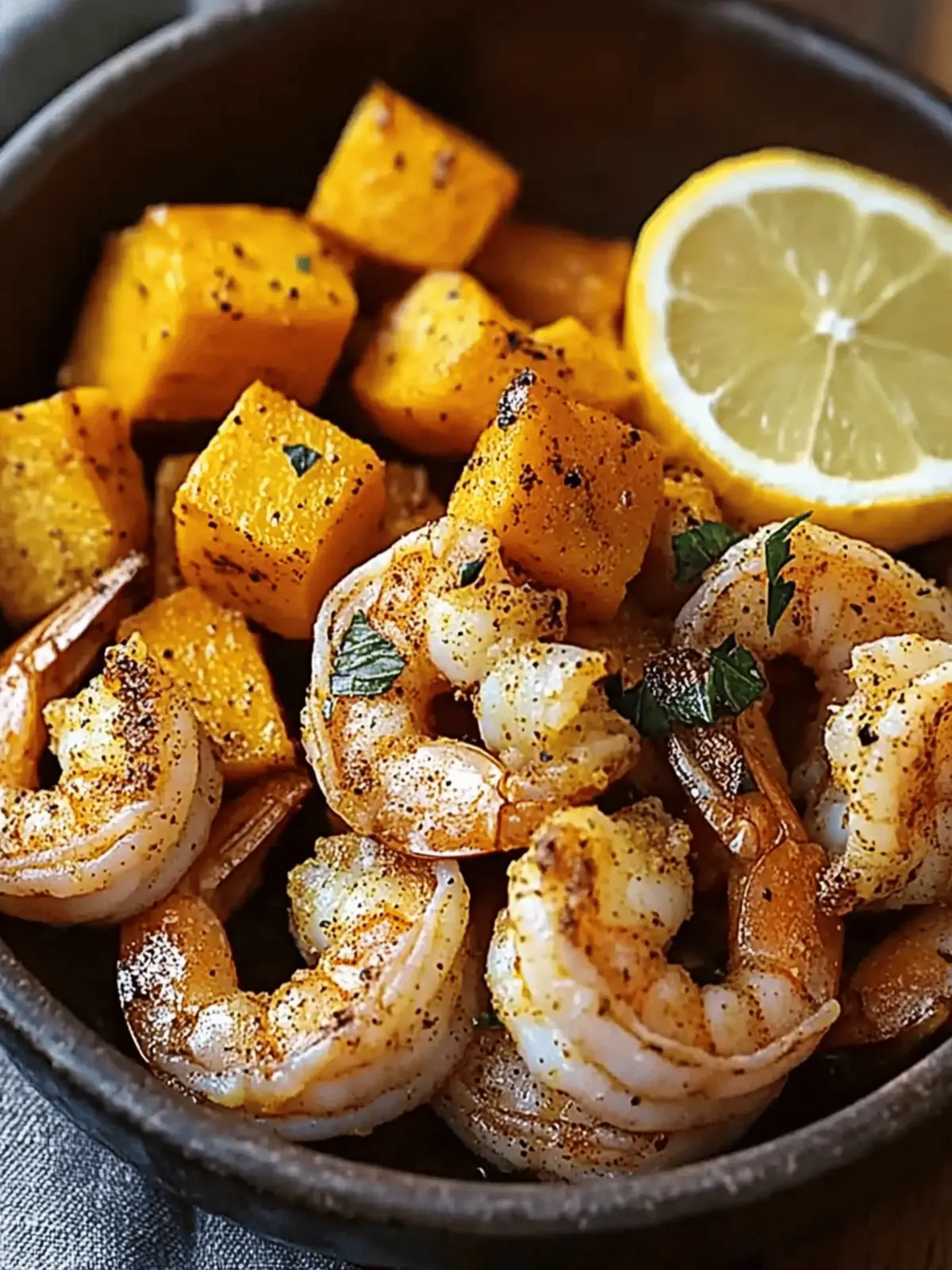 Spiced Shrimp with Roasted Honeynut squash