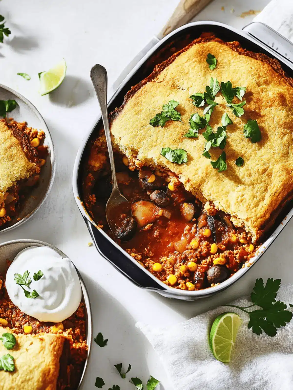 Mushroom Tamale Pie With Lime Cornbread Crust