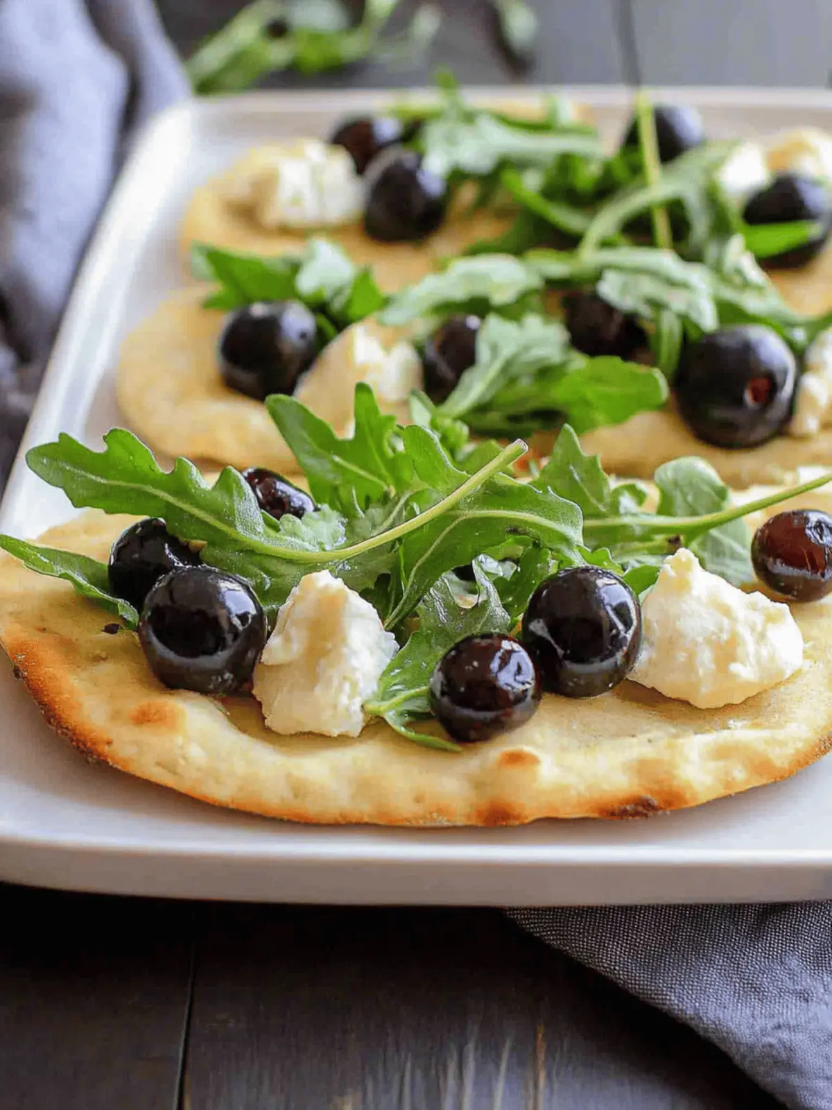 Easy Goat Cheese Flatbread With Arugula and Blueberries