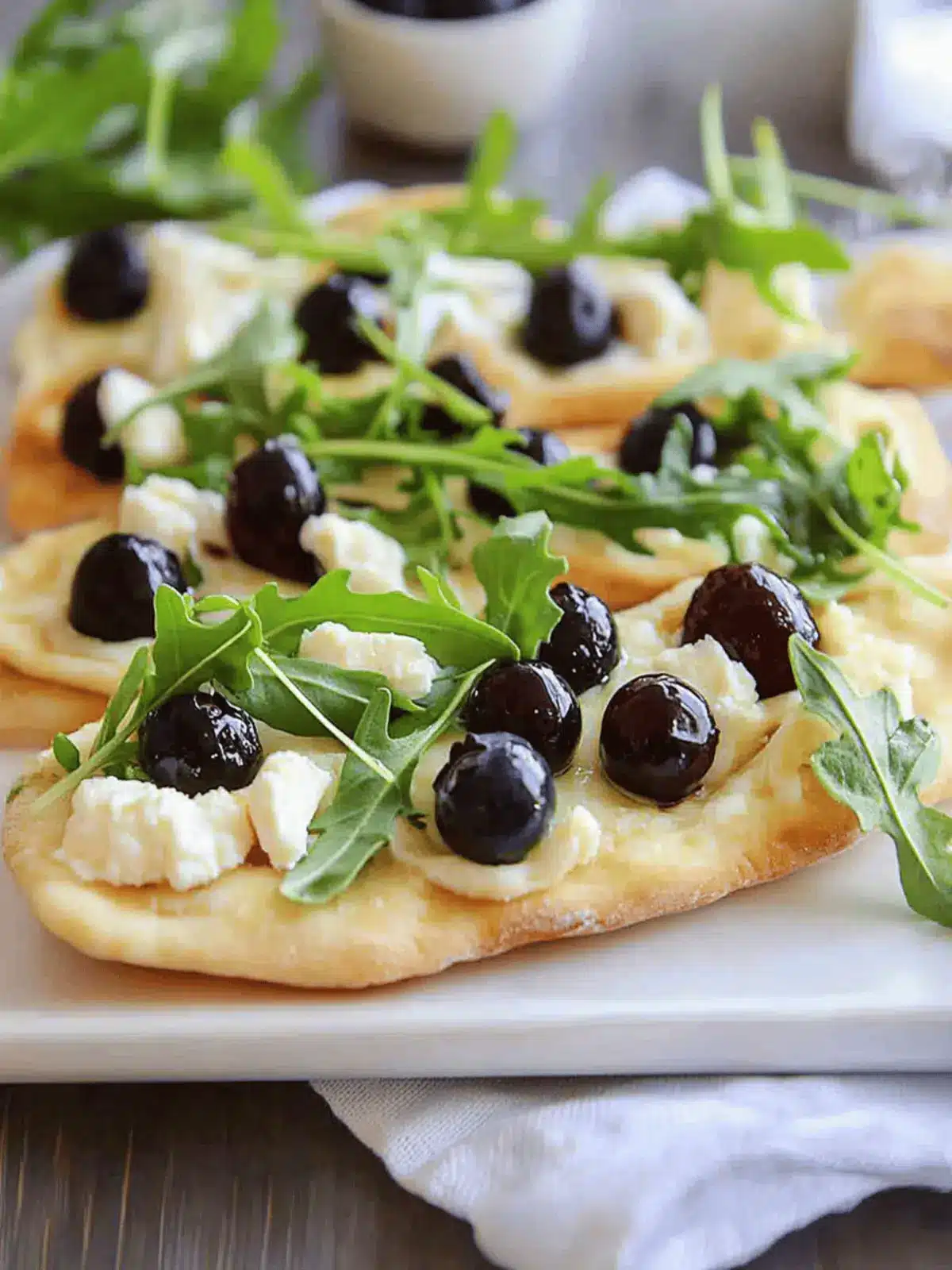 Easy Goat Cheese Flatbread With Arugula and Blueberries
