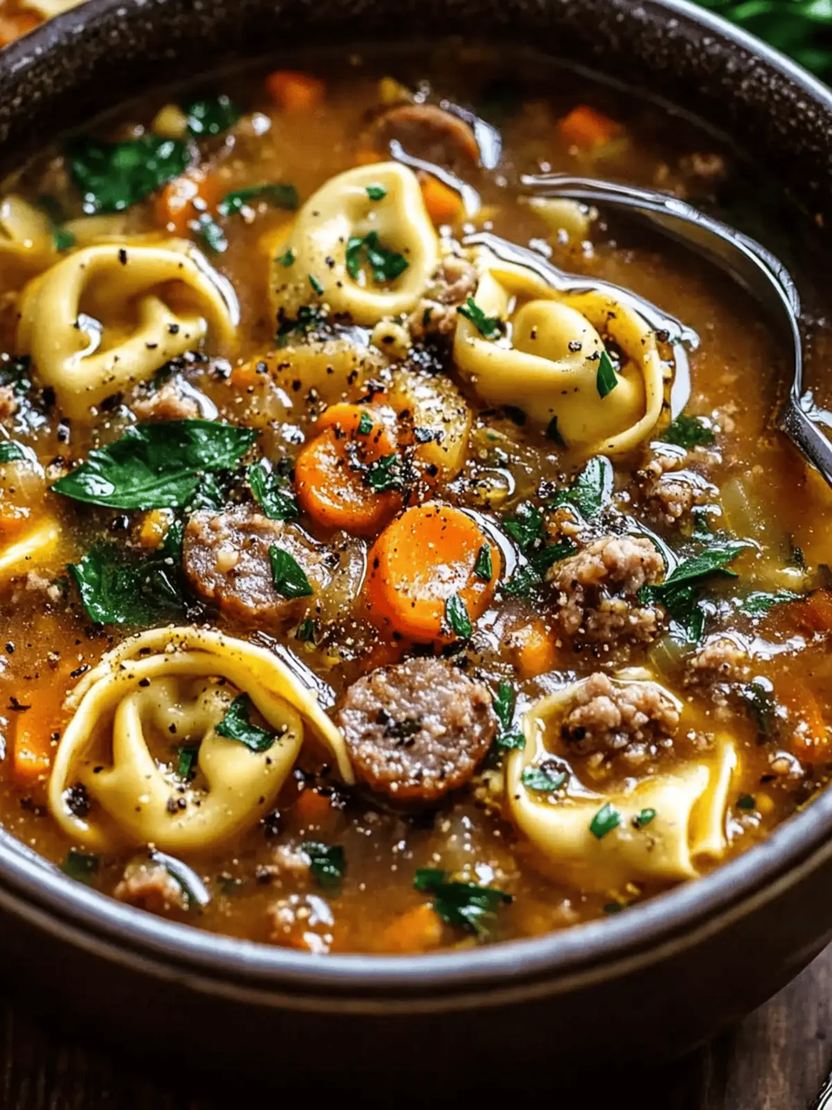 Autumn Tortellini Soup with Sausage
