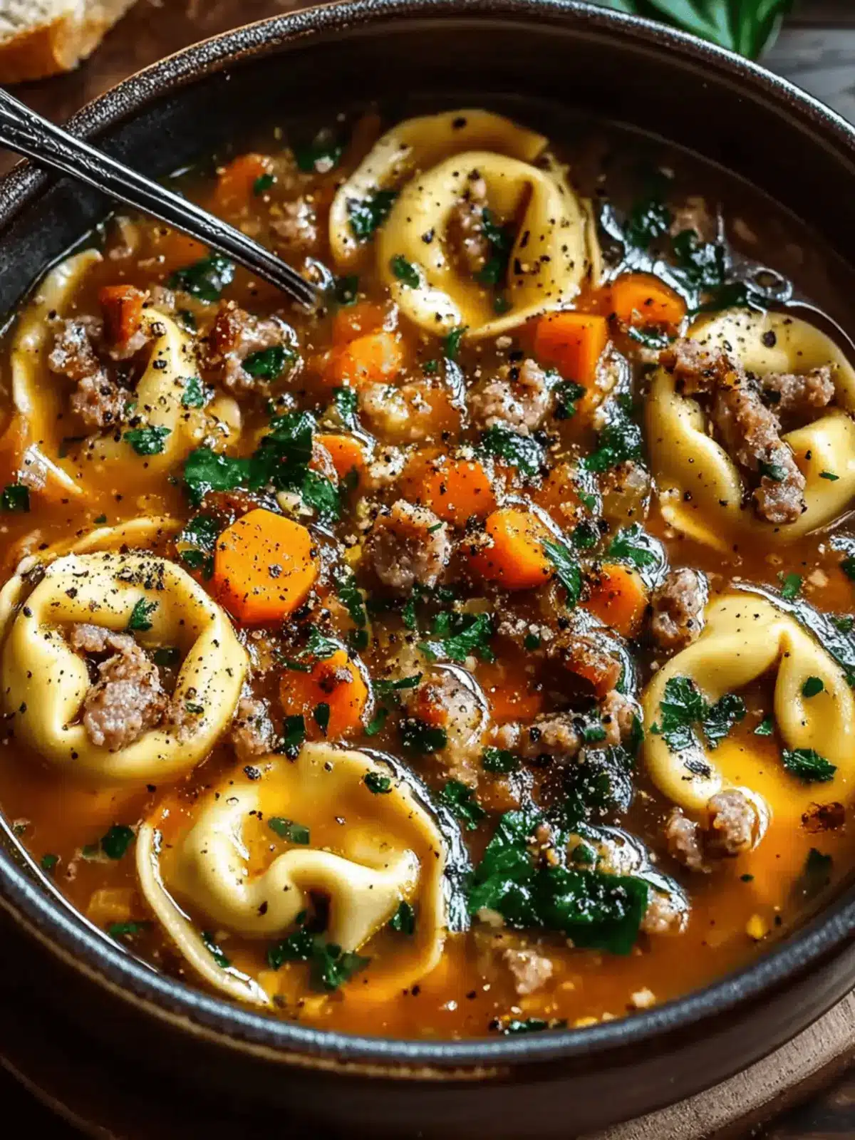 Autumn Tortellini Soup with Sausage
