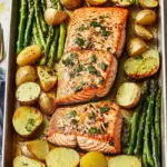 Garlic Butter–Roasted Salmon with Potatoes & Asparagus