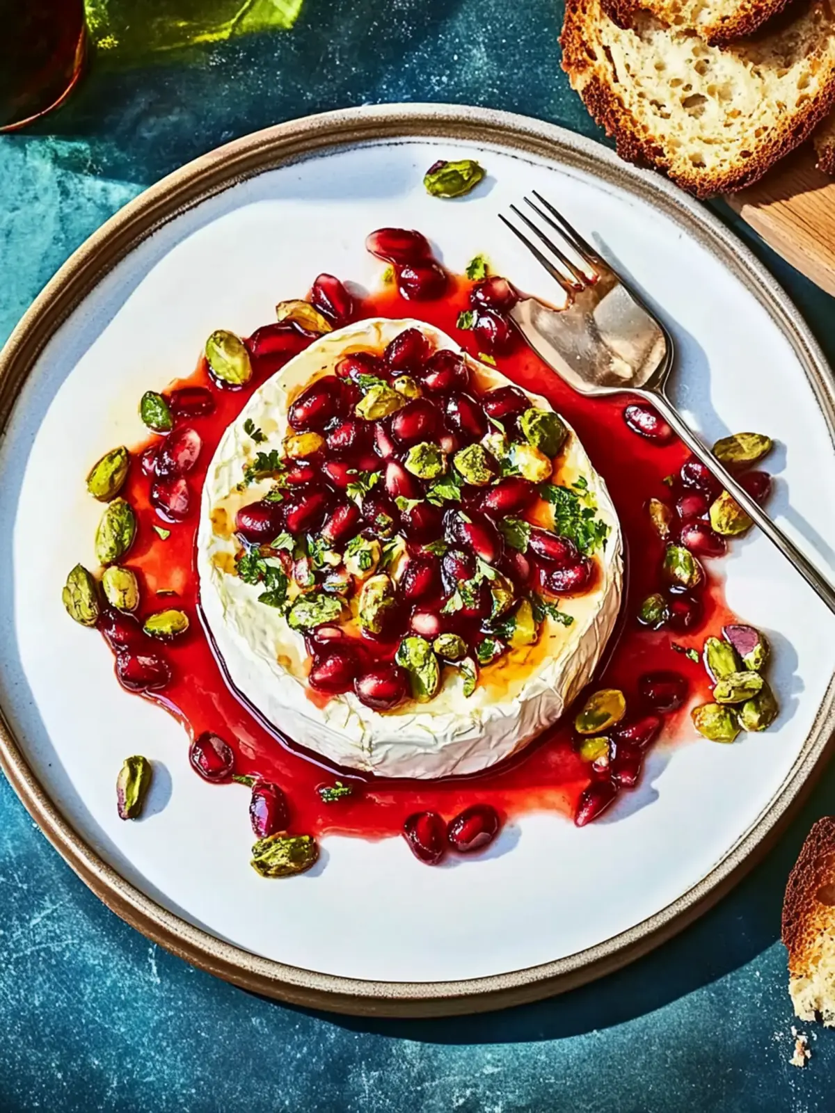 Baked Brie With Pomegranate And Pistachios