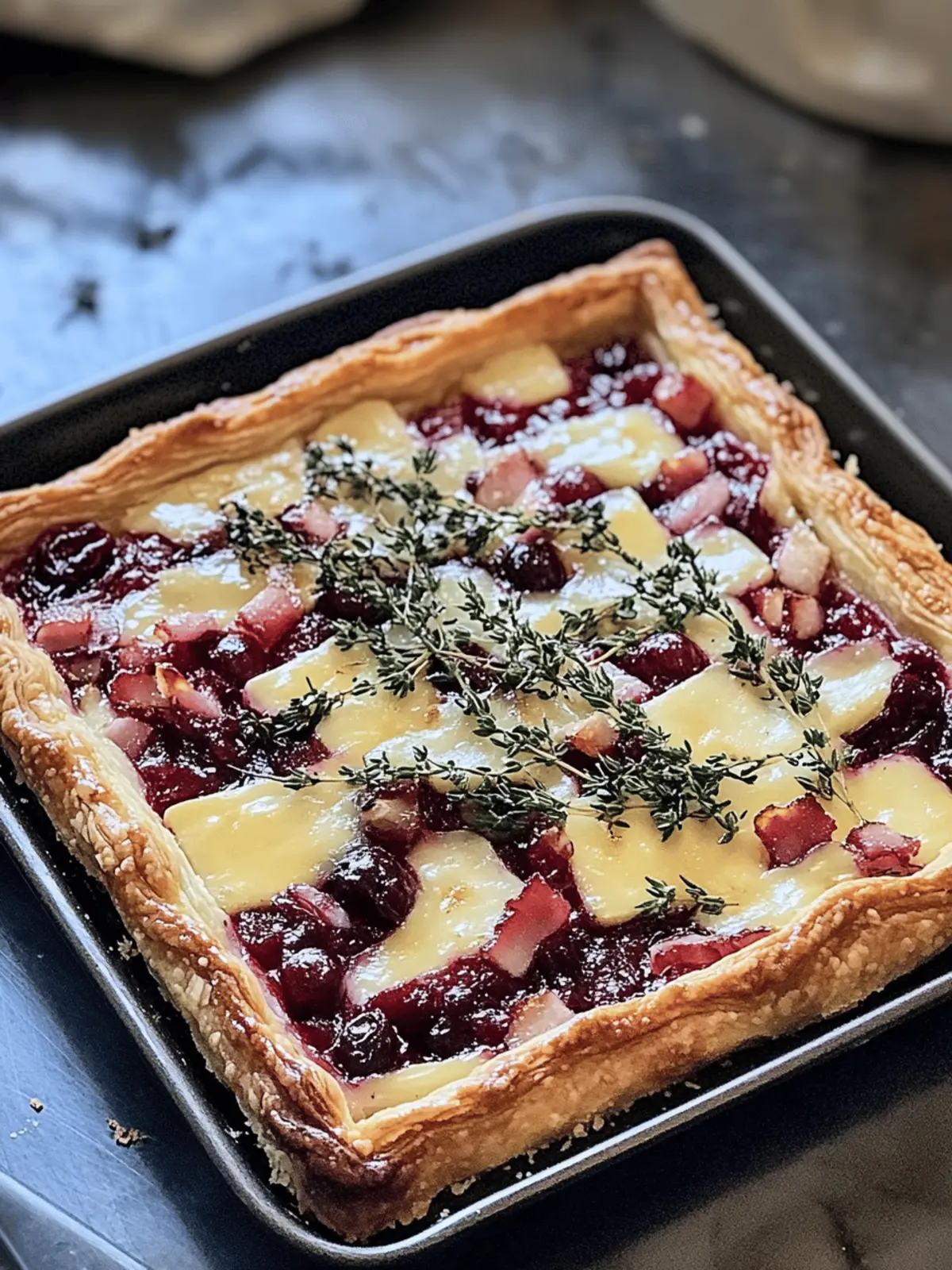 Cranberry Brie Tart with Pancetta & Thyme: Holiday Magic! 3 Cranberry Brie Tart with Pancetta & Thyme