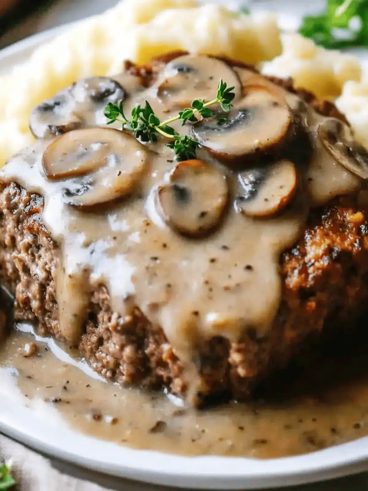 Meatloaf with Mushroom Gravy