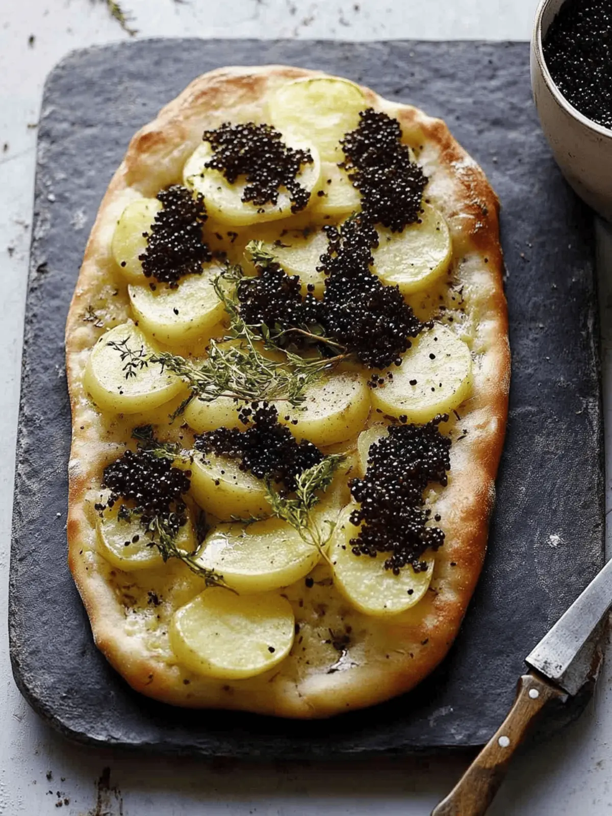Potato and Caviar Flatbread