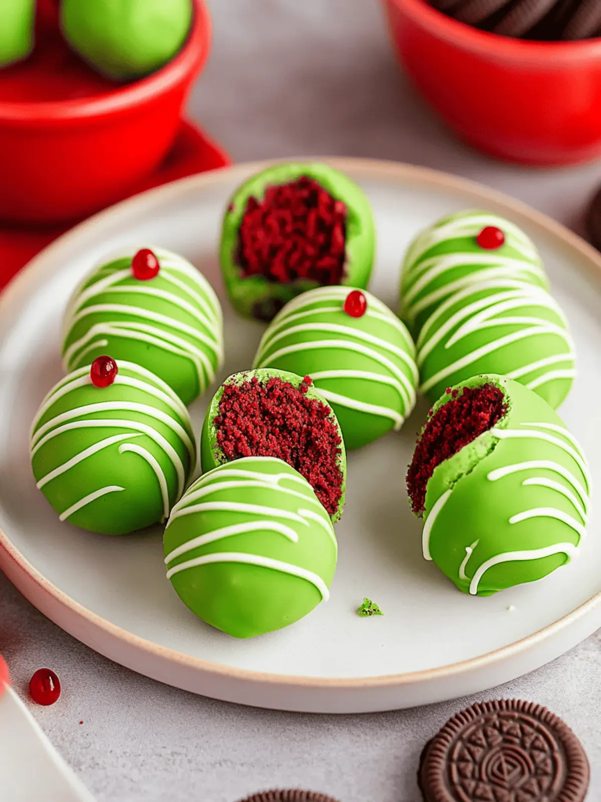 Grinch Oreo Balls (With Red Velvet Oreos)