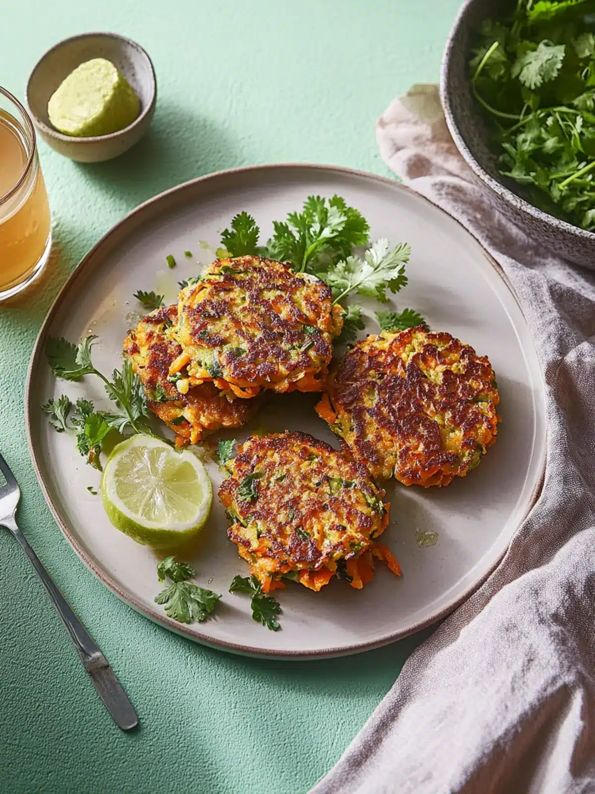 Carrot and coriander fritters