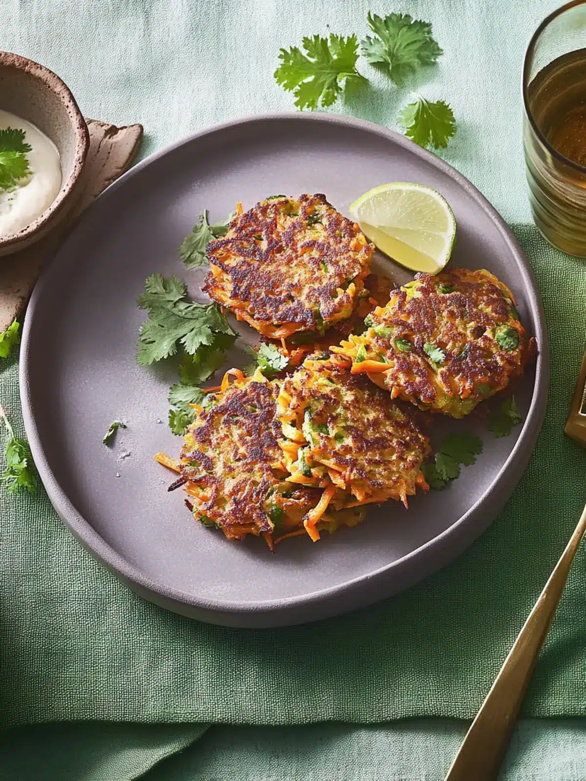 Carrot and coriander fritters