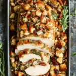 Savory Sheet Pan Herb Roasted Turkey with Cranberry Pecan Stuffing 8 Sheet Pan Herb Roasted Turkey and Cranberry Pecan Stuffing