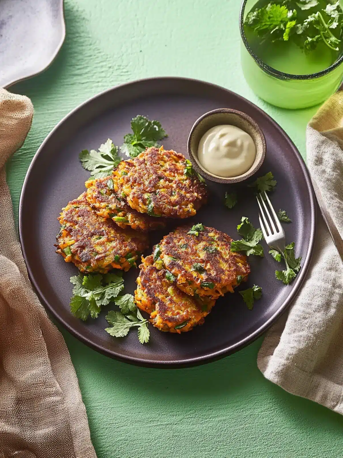 Carrot and coriander fritters