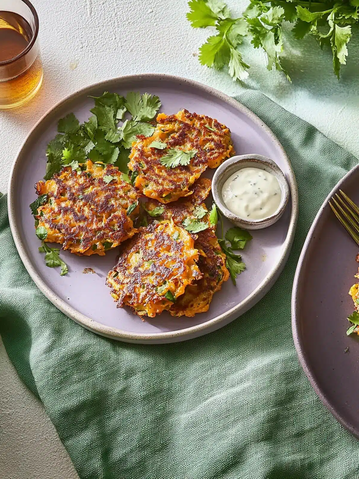 Carrot and coriander fritters