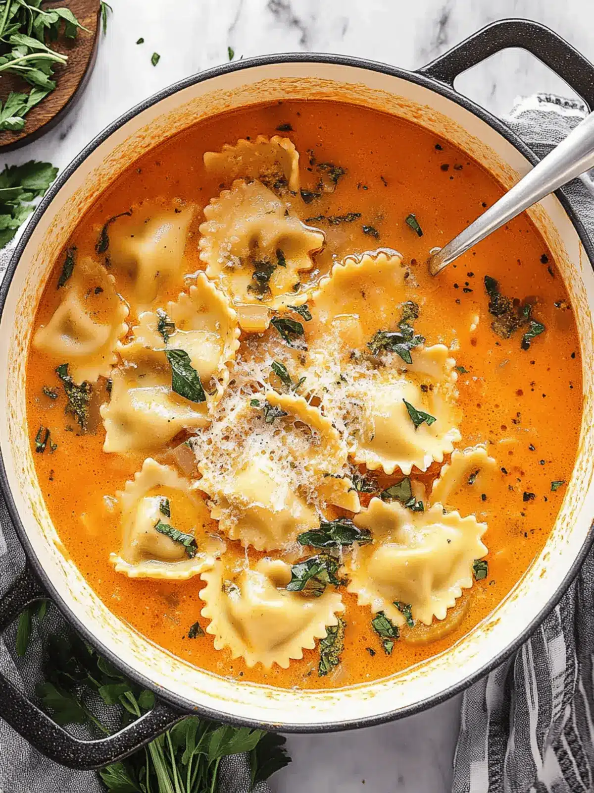 One Pot Ravioli Soup