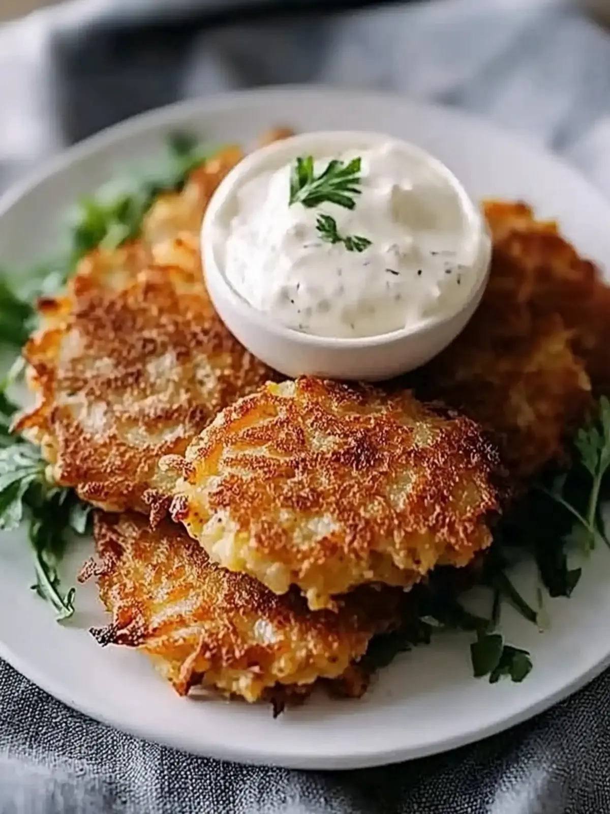 Burger-style latkes with apple butter and garlic soured cream