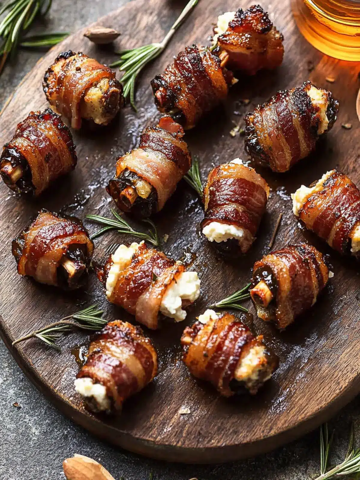 Goat Cheese Stuffed Bacon Wrapped Dates with Rosemary Honey Magic 3 Goat Cheese Stuffed Bacon Wrapped Dates with Rosemary Honey
