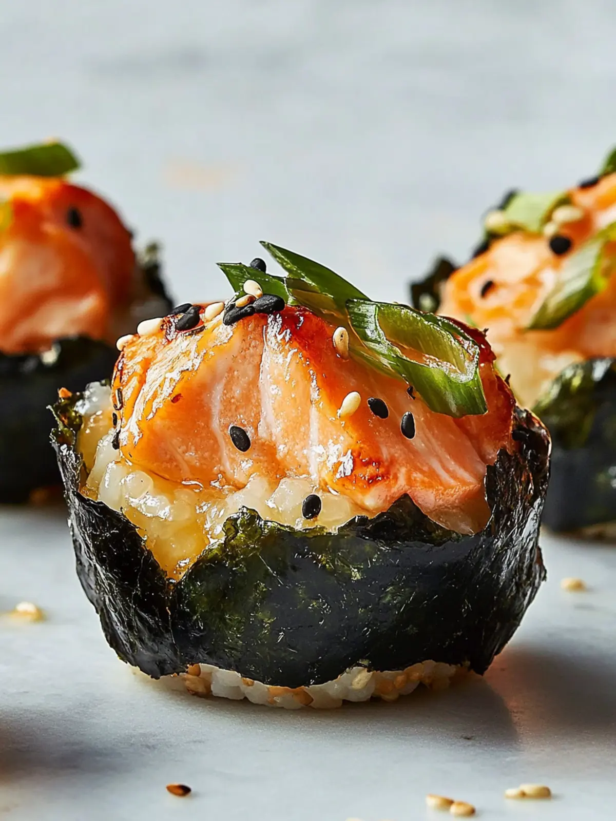 Baked Salmon Sushi Cups: Quick, Crispy Delight at Home 2 Baked Salmon Sushi Cups
