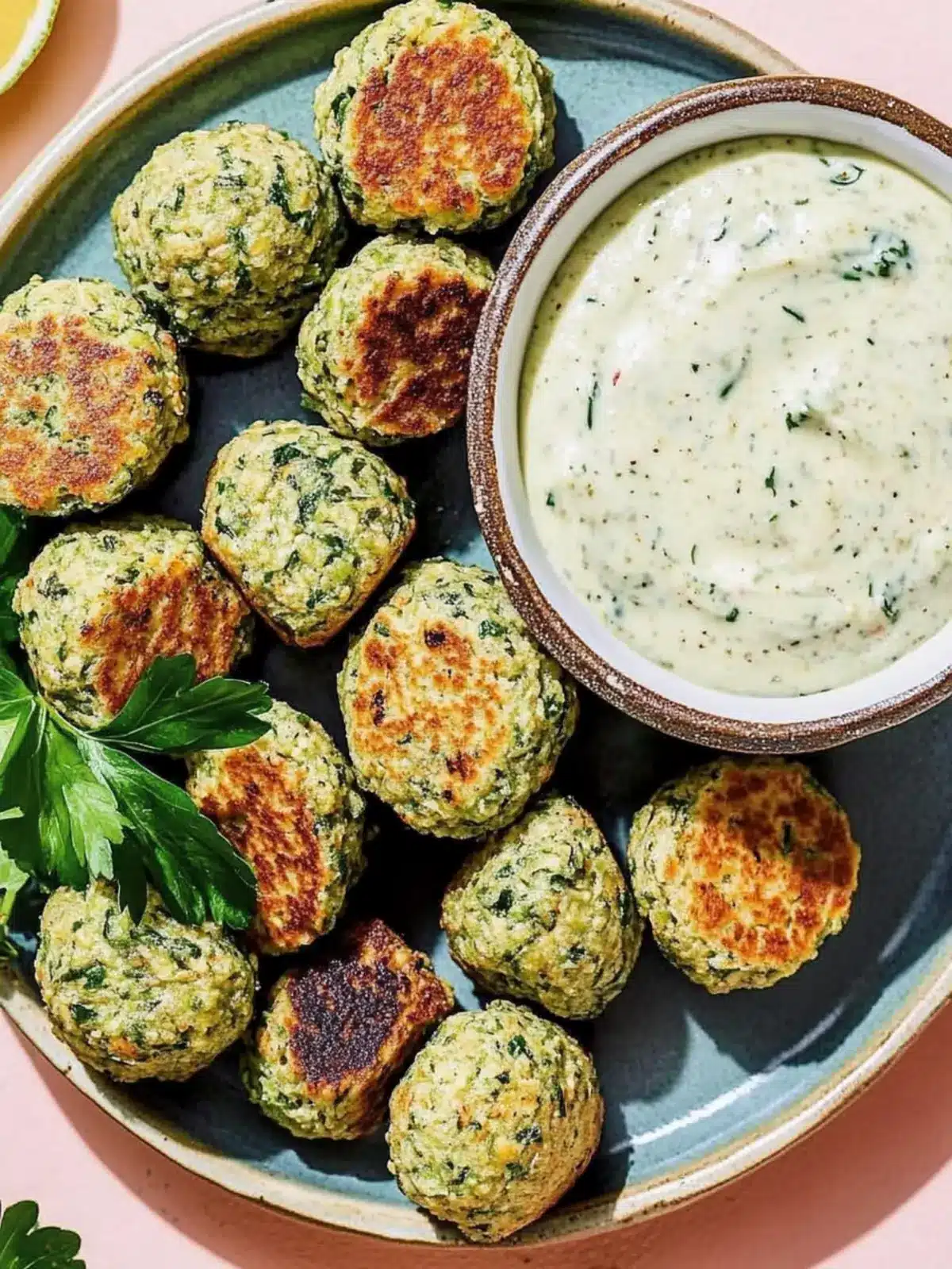 Crispy Baked Falafel Bites with Irresistible Spicy Tahini Dip 5 Baked Falafel Bites with Spicy Tahini Dip