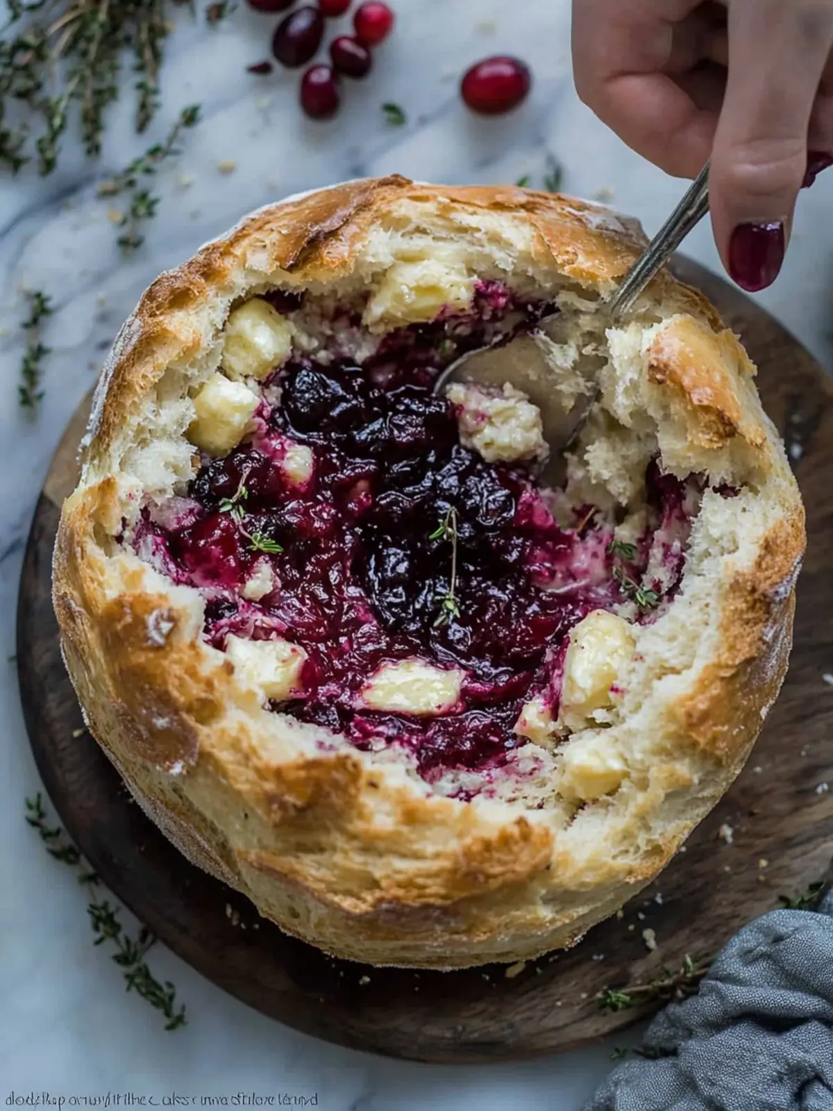 Baked Cranberry Brie Bread Bowl for Cozy Gatherings 4 Baked Cranberry Brie Bread Bowl