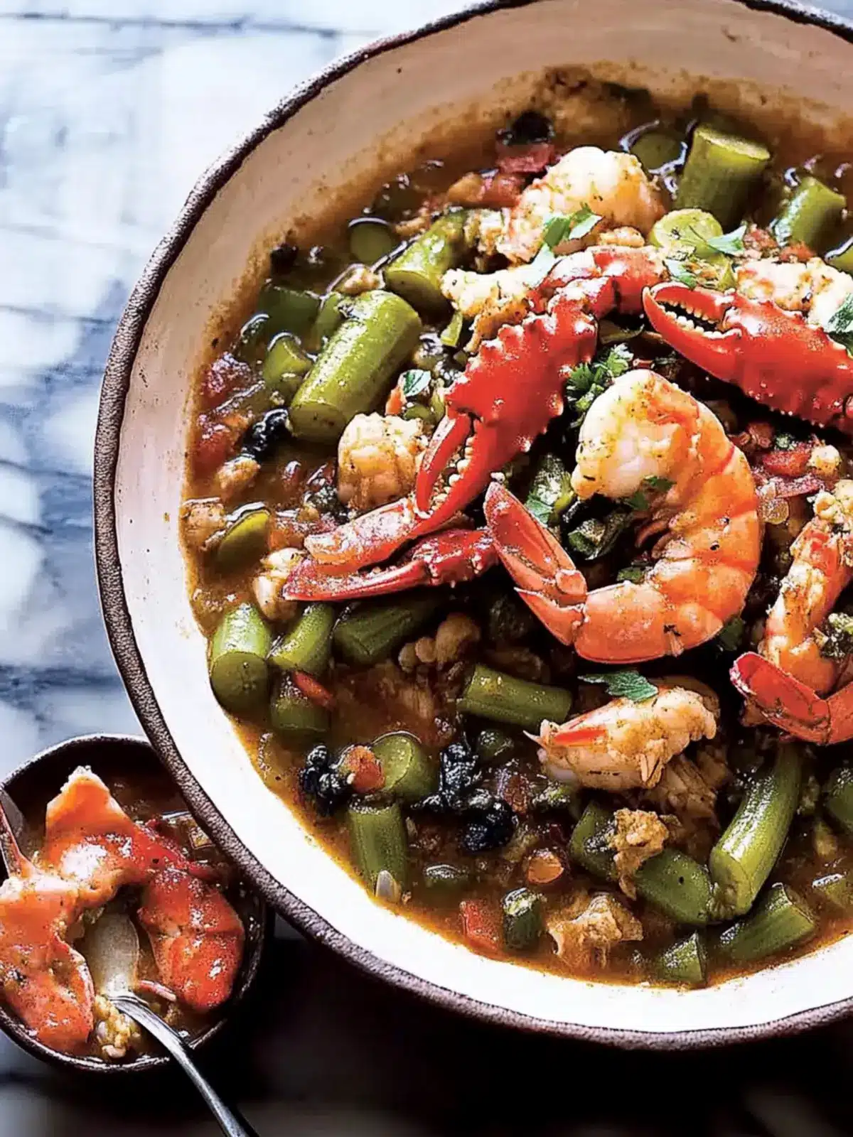 Savory Okra Gumbo with Blue Crabs and Shrimp Delight 3 Okra Gumbo with Blue Crabs and Shrimp
