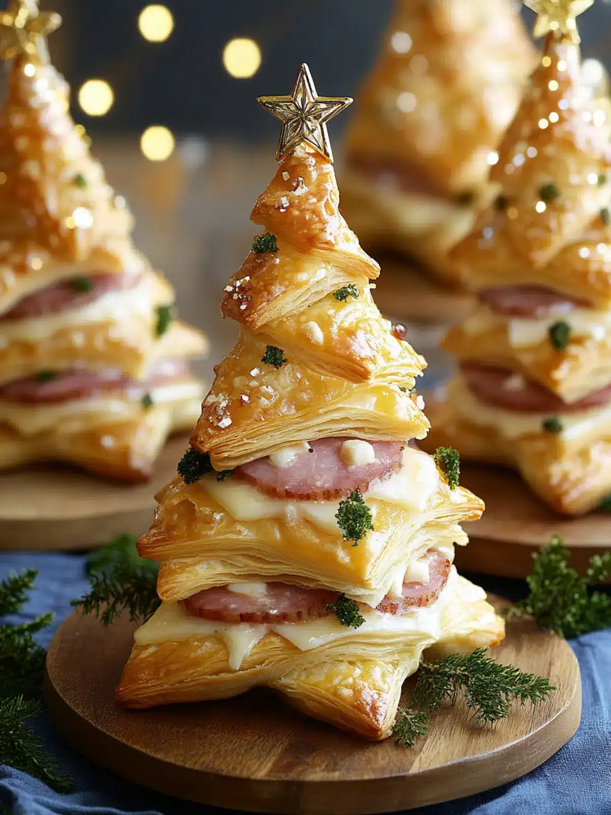 Festive Ham & Cheese Puff Pastry Christmas Trees Delight 4 HAM & CHEESE PUFF PASTRY CHRISTMAS TREES