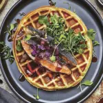 Savory Collard Waffles with Brined Trout and Maple Hot Sauce Bliss 7 Collard Waffles With Brined Trout And Maple Hot Sauce