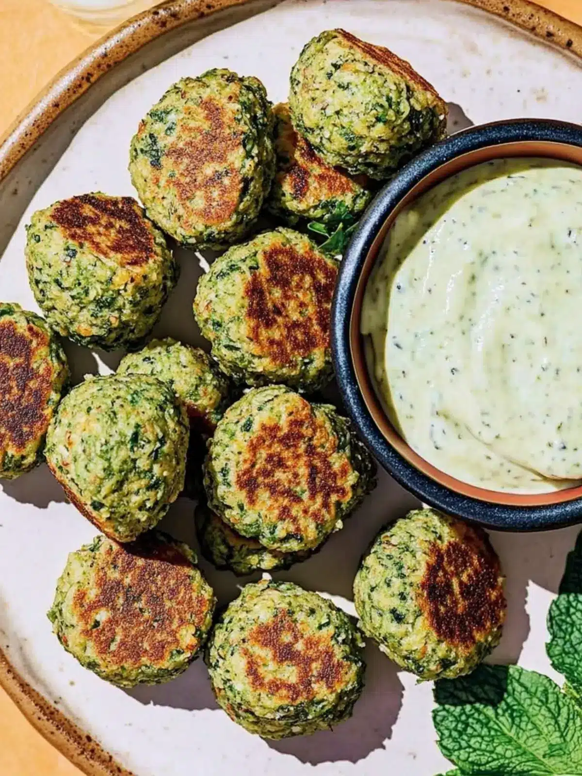 Crispy Baked Falafel Bites with Irresistible Spicy Tahini Dip 3 Baked Falafel Bites with Spicy Tahini Dip