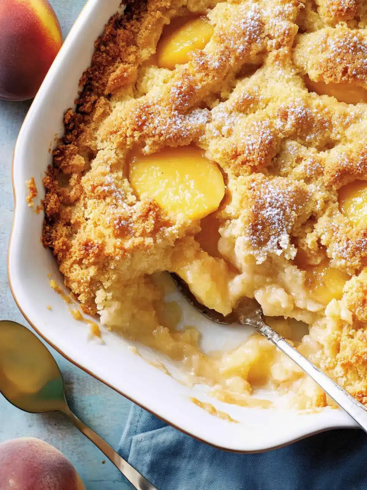 Easy Peach Cobbler: 4-Ingredient Delight in Minutes 2 EASY PEACH COBBLER