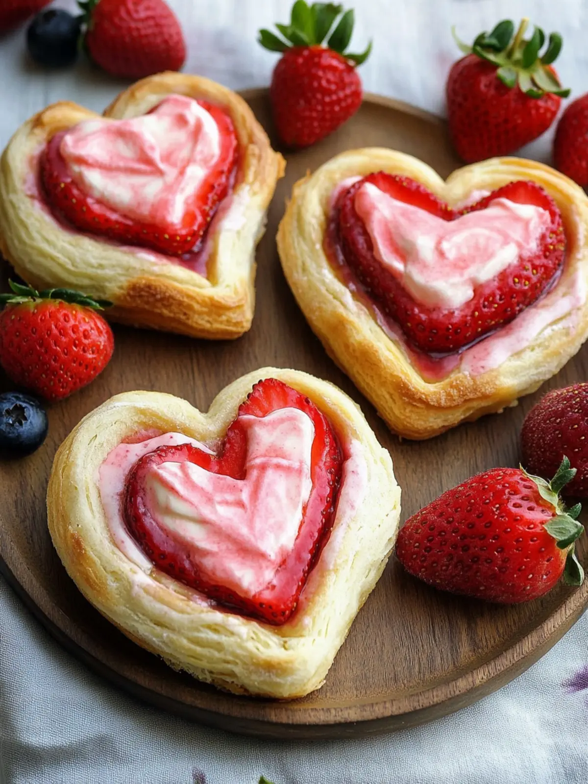 Irresistible Strawberry Cream Cheese Heart Danishes for Love 4 STRAWBERRY CREAM CHEESE HEART DANISHES