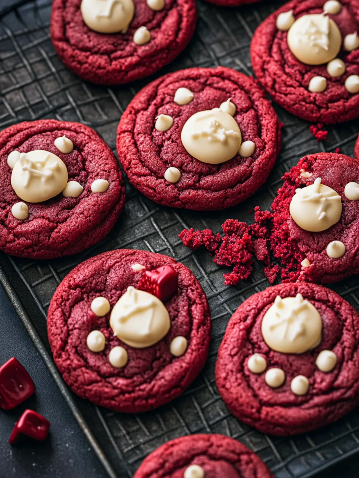Decadent Red Velvet Cookies with Velvety White Chocolate 5 Red Velvet Cookies