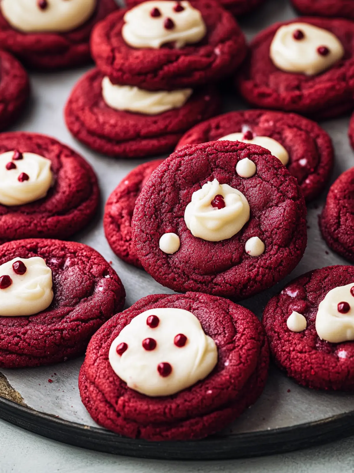 Decadent Red Velvet Cookies with Velvety White Chocolate 4 Red Velvet Cookies