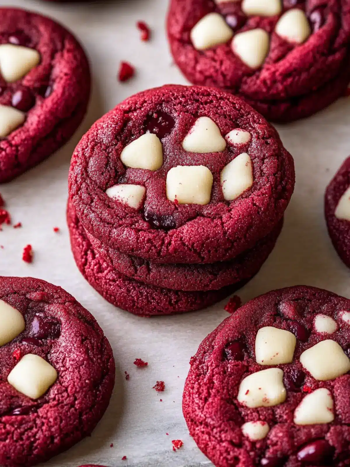 Decadent Red Velvet Cookies with Velvety White Chocolate 3 Red Velvet Cookies
