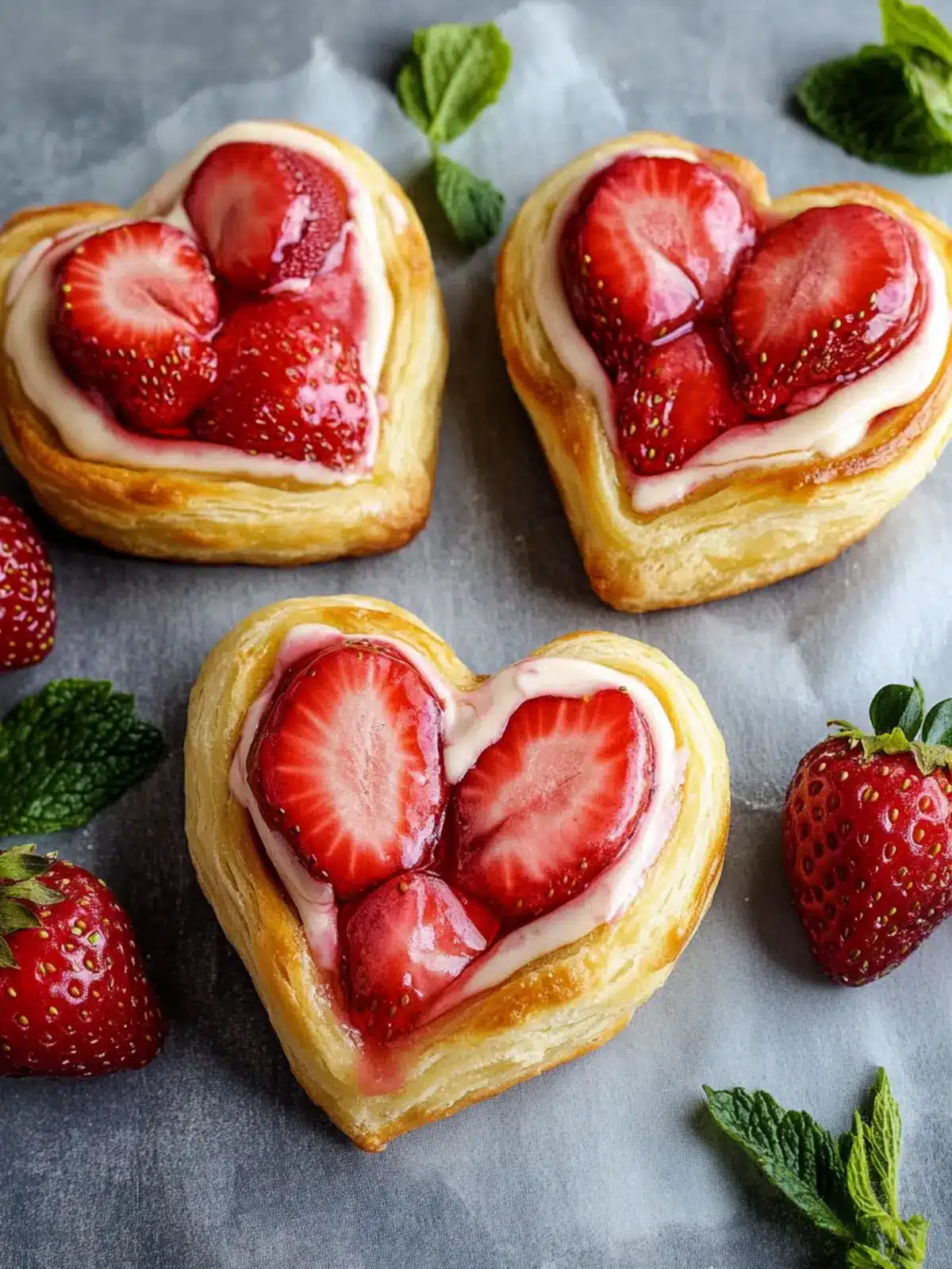 Irresistible Strawberry Cream Cheese Heart Danishes for Love 3 STRAWBERRY CREAM CHEESE HEART DANISHES