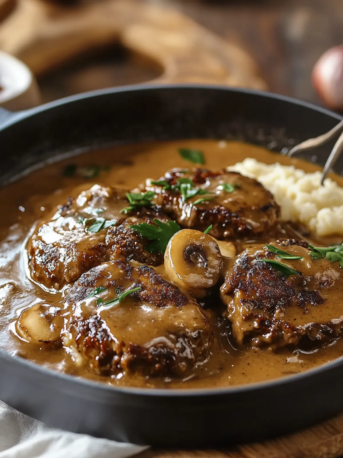 Delicious Smothered Salisbury Steak with Flavorful Gravy Delight 4 DELICIOUS Smothered Salisbury Steak