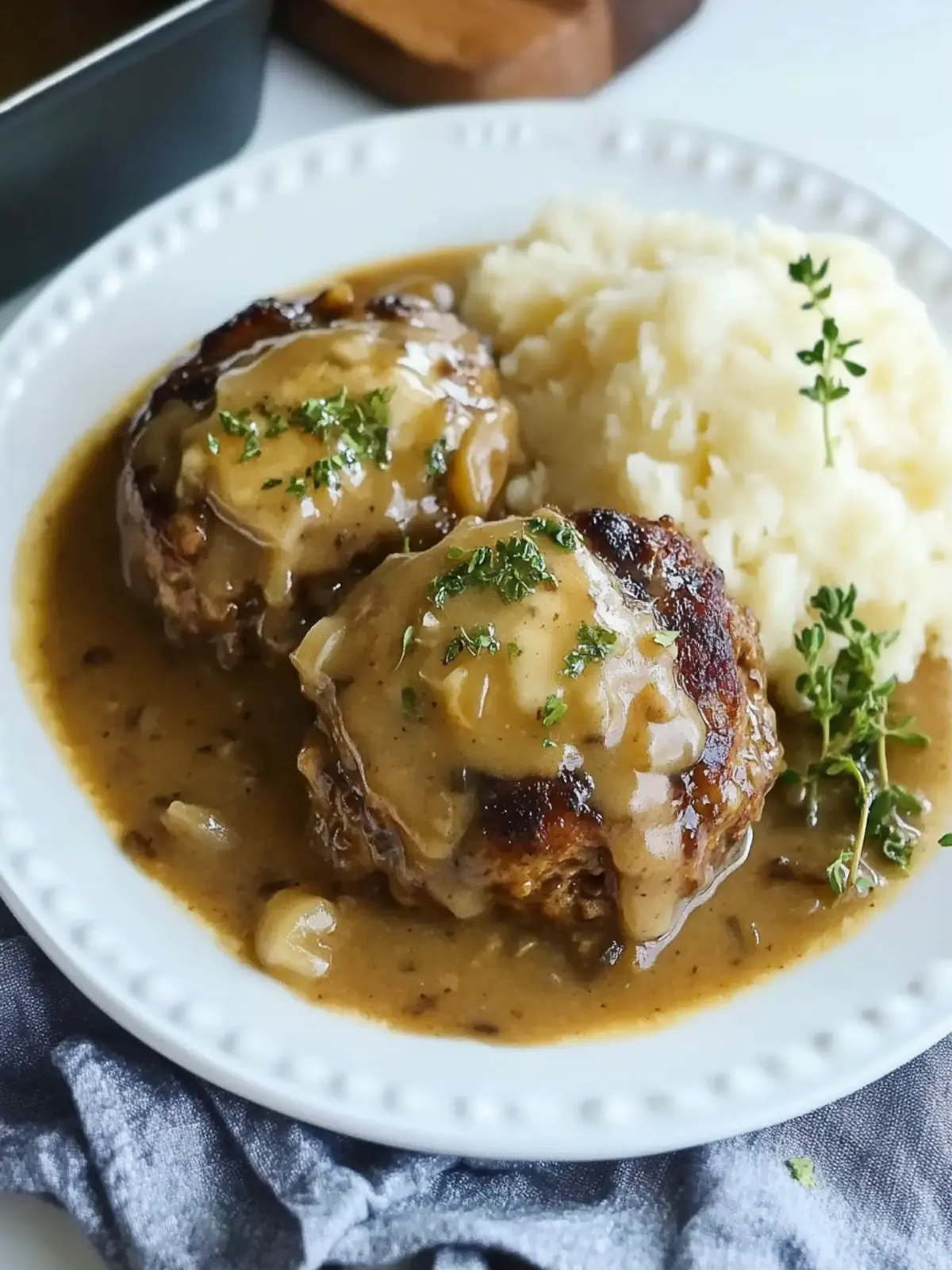 French Onion Salisbury Steak with Gruyère Gravy Bliss 5 French Onion Salisbury Steak with Gruyère Gravy
