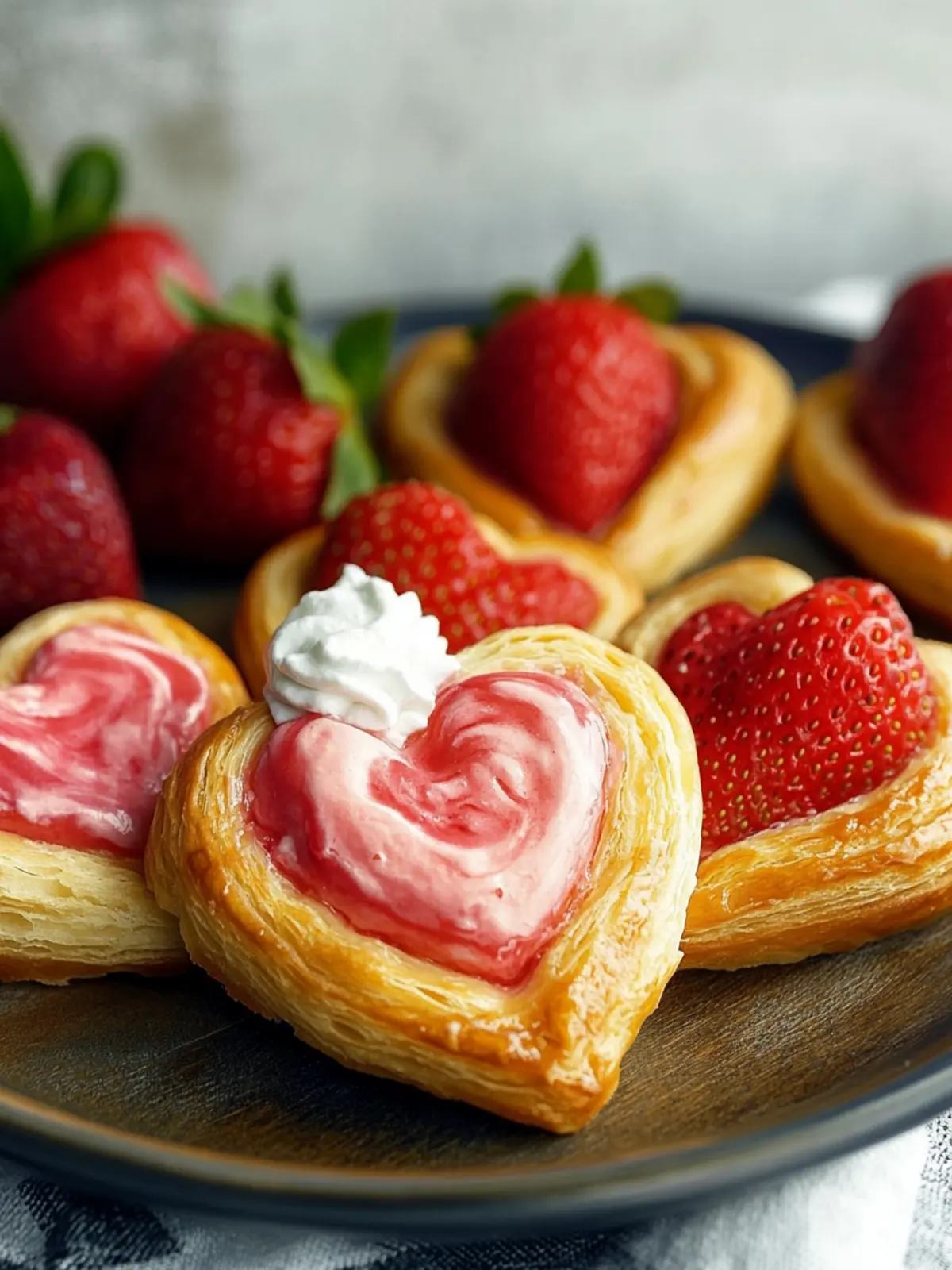 Irresistible Strawberry Cream Cheese Heart Danishes for Love 2 STRAWBERRY CREAM CHEESE HEART DANISHES