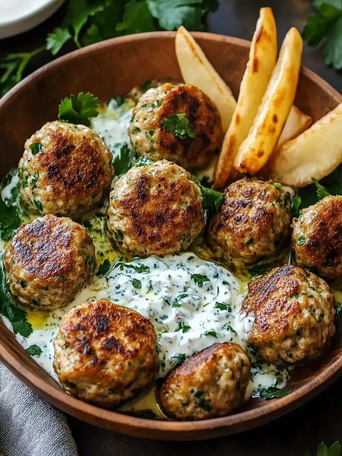 Savory Chicken Kofta with Luscious Garlic Yogurt Sauce 3 Chicken Kofta Garlic Yogurt Sauce