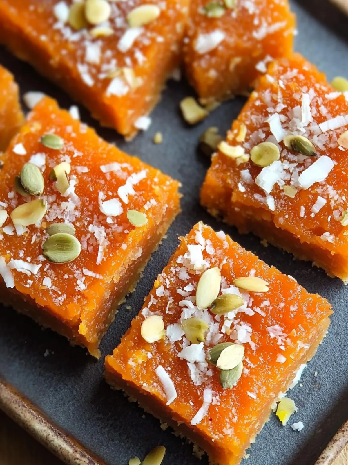 Layered Carrot Halwa Coconut Burfi Vegan Bliss Bars 4 Layered Carrot Halwa Coconut Burfi Vegan
