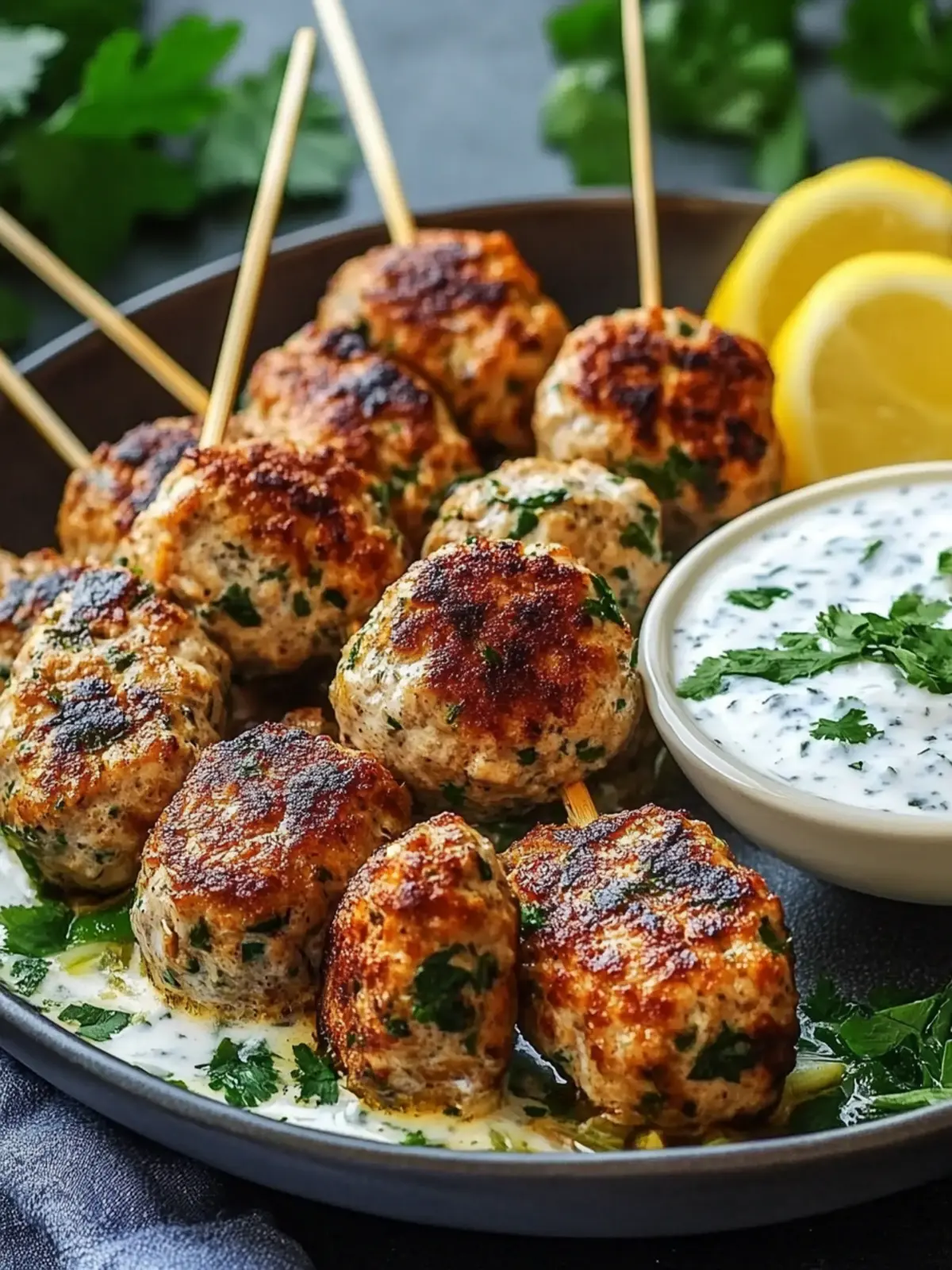 Savory Chicken Kofta with Luscious Garlic Yogurt Sauce 2 Chicken Kofta Garlic Yogurt Sauce