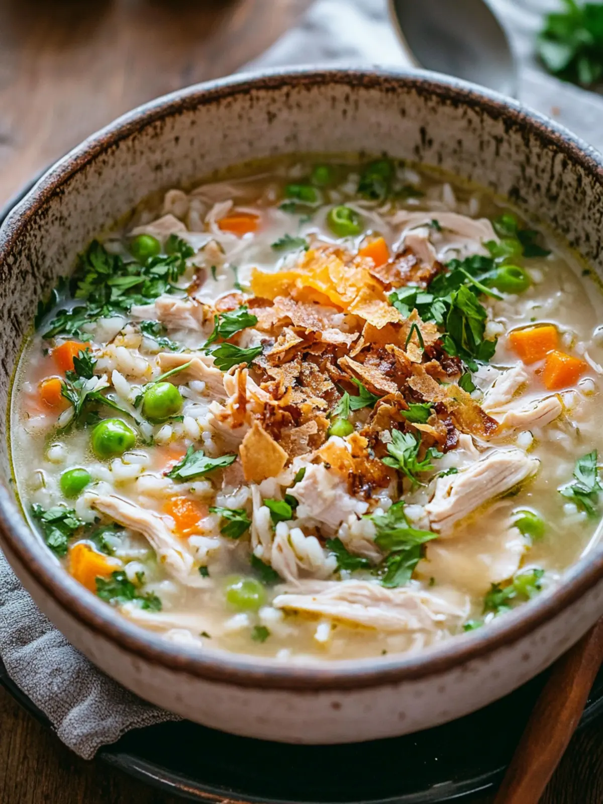 Cozy Chicken and Rice Soup with Crispy Garlic Butter Bliss 4 Chicken and Rice Soup with Crispy Garlic Butter