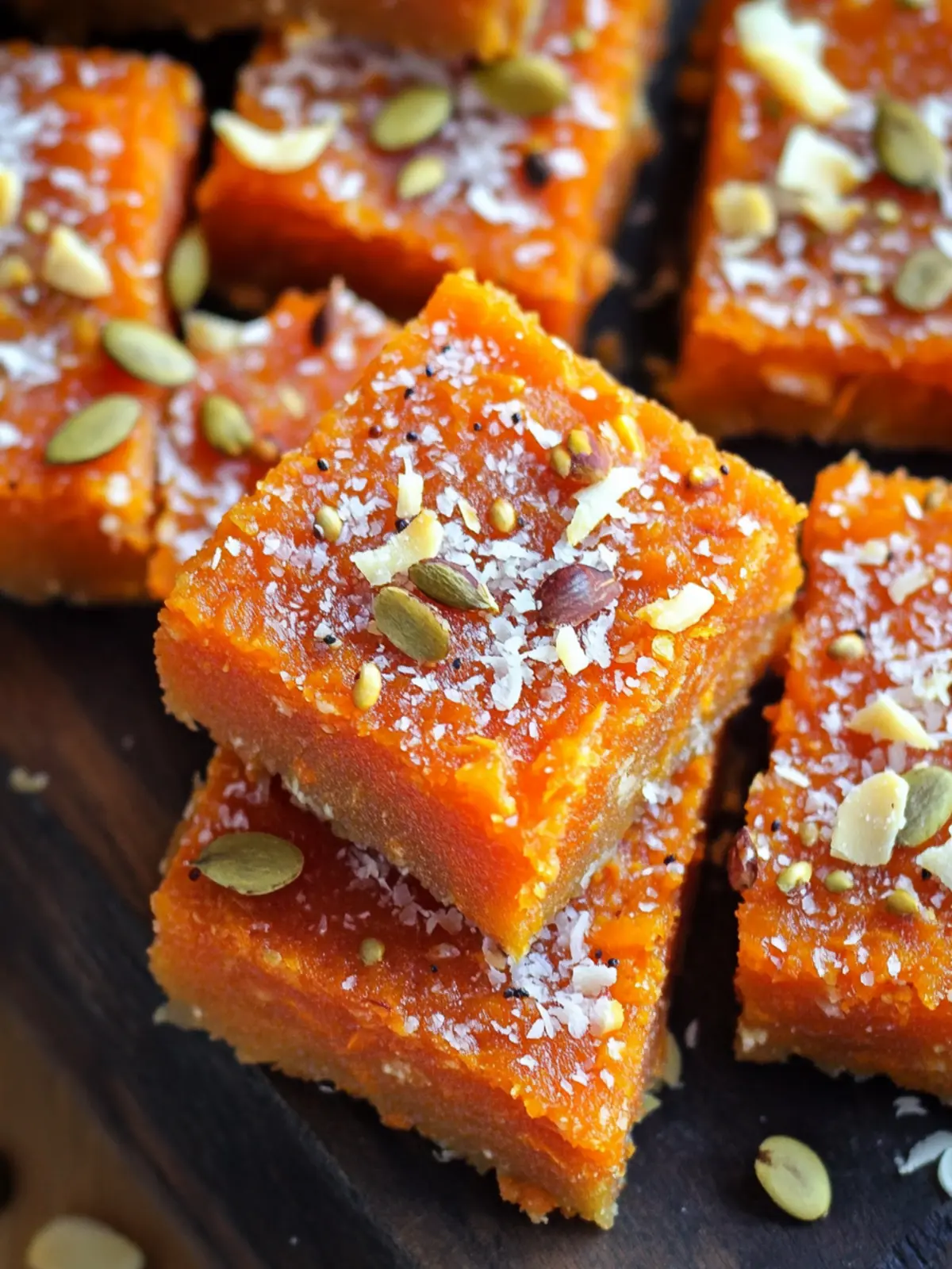 Layered Carrot Halwa Coconut Burfi Vegan Bliss Bars 5 Layered Carrot Halwa Coconut Burfi Vegan