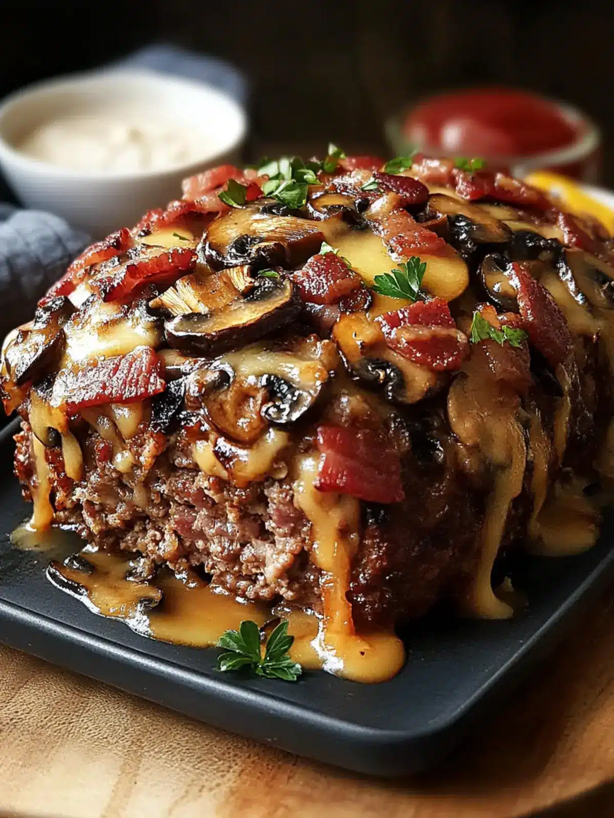 Swiss Bacon Mushroom Meatloaf: Comfort Food Bliss Awaiting You 3 Swiss Bacon Mushroom Meatloaf